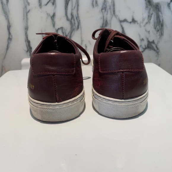 Common Project Burgundy Leather Lowtop Sneakers - Picture 7 of 8